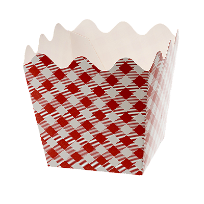 Cachepot de Papel Xadrez Vermelho e Branco 9x9x9cm com 8 Un - Silver