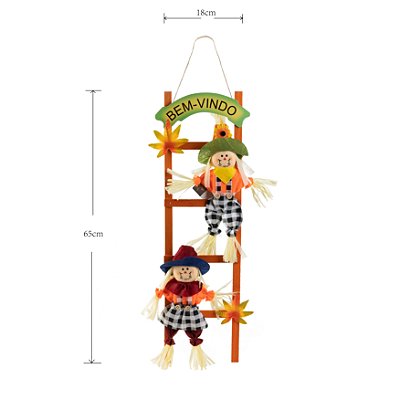 Enfeite Junino Escada Espantalhos Sortidos 65cm - Silver