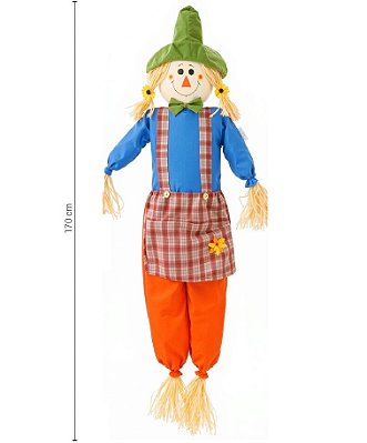 Enfeite Junino Espantalho Gigante Sentado 170cm - Silver