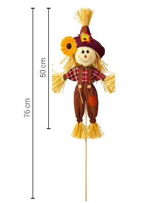 Enfeite Junino Espantalho no Palito 76cm - Silver