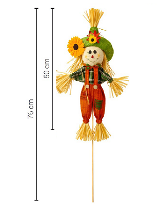 Enfeite Junino Espantalho no Palito Laranja 76cm - Silver