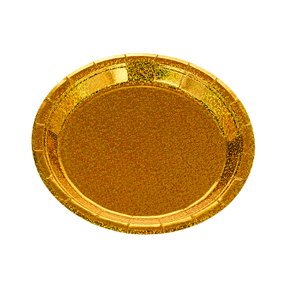 Prato de Papel Holográfico Dourado 18cm com 10Un - Silver