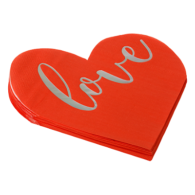 Guardanapo de Papel 33x33cm Coração Love com 20Un - Silver Plastic
