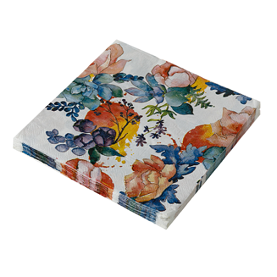 Guardanapo de Papel 33x33cm Botânica Flores Coloridas com 20Un - Silver Plastic