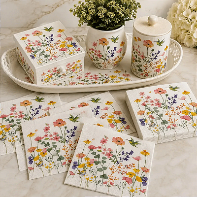 Guardanapo de Papel 33x33cm Flores Primavera com 20Un - Silver Plastic