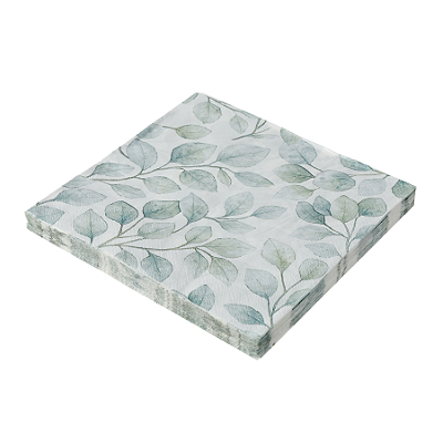 Guardanapo de Papel 33x33cm Estampado Folhagens Aquarela Verde com 20Un - Silver Plastic