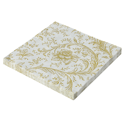 Guardanapo de Papel 33x33cm Estampado Bordado Dourado com 20Un - Silver Plastic