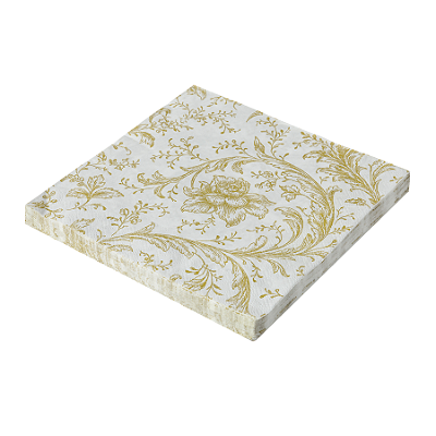 Guardanapo de Papel 33x33cm Estampado Borbado Dourado com 20Un - Silver Plastic