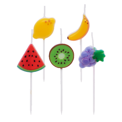 Vela de Aniversário Frutas Diversas com 5 Un - Silver