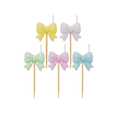 Vela de Aniversário Lacinhos Coloridos com 5 un - Silver