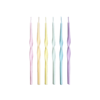 Velas de Aniversário Palitos Torcidos Candy Color 12cm com 6un - Silver