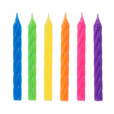 Vela de Aniversario Palitos Neon 8cm com 6Un - Silver