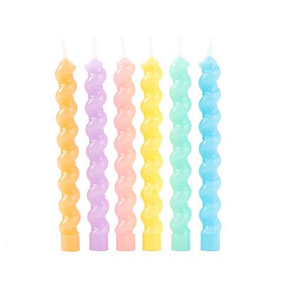 Vela de Aniversário Palitos Macaron Colorido 8cm com 6Un - Silver