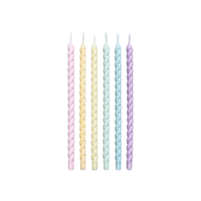 Vela de Aniversário Palitos Espiral Colorido Candy Color 13cm com 6Un - Silver
