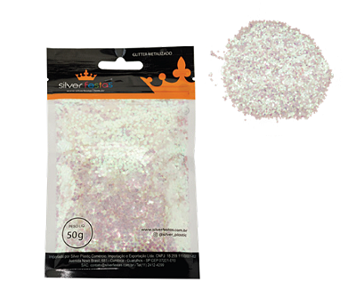 Confete Metalizado 2MM Furta-Cor Branco 50 Gramas - Silver