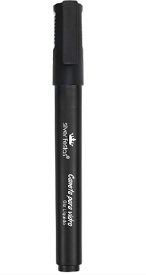 Caneta de Giz Líquido Preto 4mm - Silver