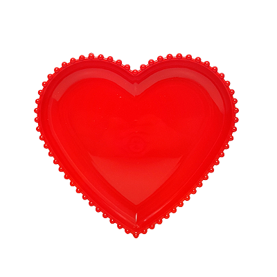 Bandeja de Plástico Coração Borda Perola Vermelho 14x26cm - NC Toys