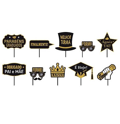 Plaquinhas Divertidas Formatura com 10 Unidades Sortidas - NC Toys