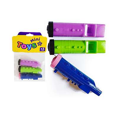 Mini Brinquedo Apito Trem com 3 Unidades - NC Toys