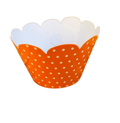 Saia de Cupcake Poá Laranja e Branco com 12 Unidades - NC Toys