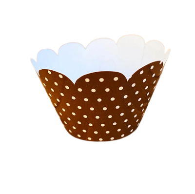 Saia de Cupcake Poá Marrom e Branco com 12 Unidades - NC Toys