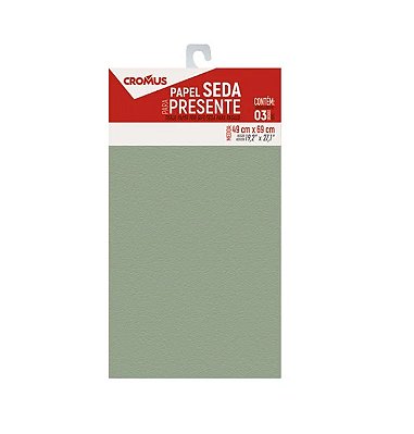 Papel de Seda Liso Verde Eucalipto 49x69cm com 3 Folhas - Ref 12100152 Cromus