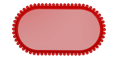 Bandeja Baixa Média Borda Perola Vermelho 25x14CM - Produfest