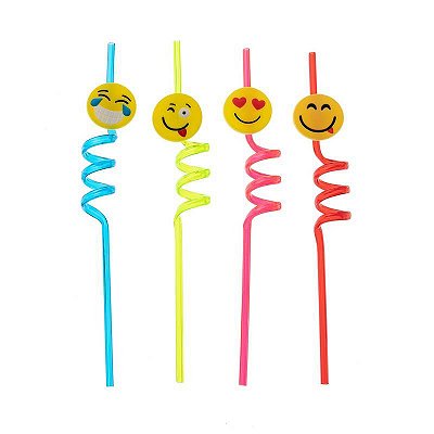 Canudo de Plástico Divertido Smile com 4 Un - Silver