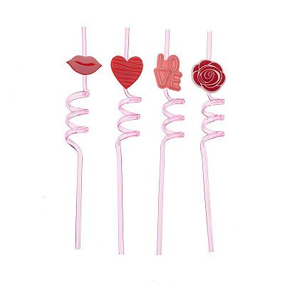 Canudo de Plástico Divertido Romance Coração com 4 Un - Silver