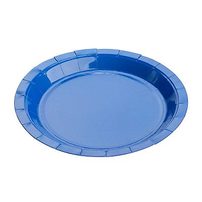 Prato de Papel Liso Azul 18cm com 10Un - Silver