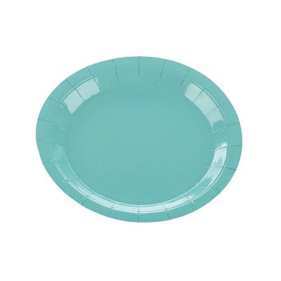 Prato de Papel Liso Azul Piscina 18cm com 10Un - Silver