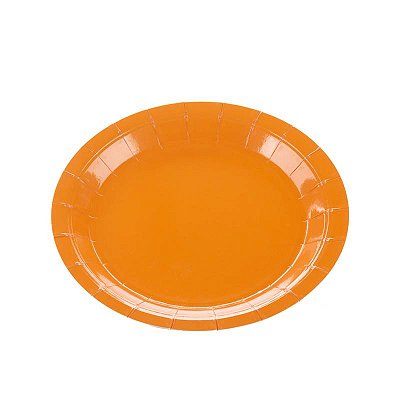 Prato de Papel Liso Laranja 18cm com 10Un - Silver