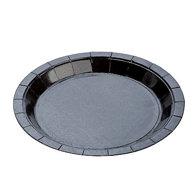 Prato de Papel Liso Preto 18cm com 10Un - Silver