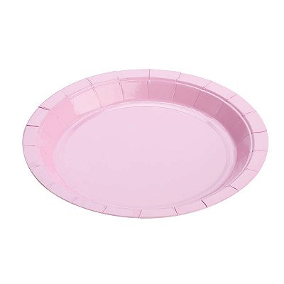 Prato de Papel Liso Rosa Bebe 18cm com 10Un - Silver