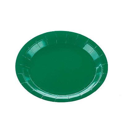 Prato de Papel Liso Verde Bandeira 18cm com 10Un - Silver