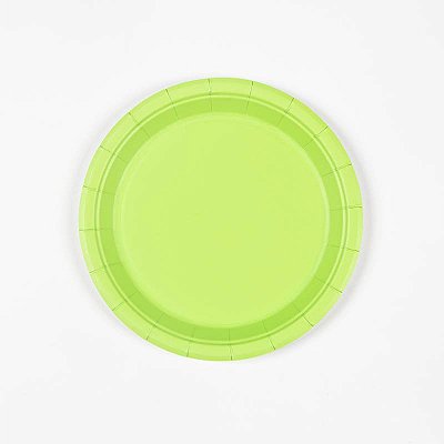 Prato de Papel Liso Verde Limão Citrus 18cm com 10Un - Silver