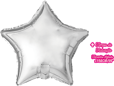 Balão Metalizado Estrela Gigante 150cm 59 Polegadas Prata - Silver