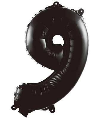 Balão Foil Metalizado Número 9 Preto 16 Polegadas NÃO FLUTUA