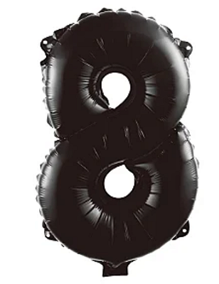 Balão Foil Metalizado Número 8 Preto 16 Polegadas NÃO FLUTUA