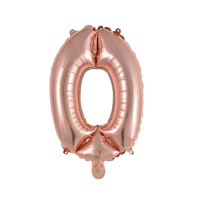 Balão Foil Metalizado Número 0 Rosê Gold 16 Polegadas NÃO FLUTUA