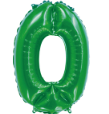 Balão Foil Metalizado Número 0 Verde Bandeira 16 Polegadas NÃO FLUTUA