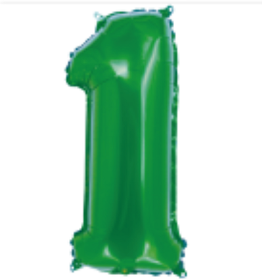 Balão Foil Metalizado Número 1 Verde Bandeira 16 Polegadas NÃO FLUTUA