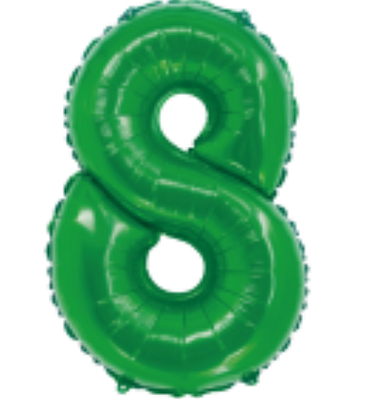 Balão Foil Metalizado Número 8 Verde Bandeira 16 Polegadas NÃO FLUTUA