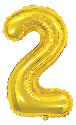 Balão Foil Metalizado Número 2 Dourado 16 Polegadas NÃO FLUTUA