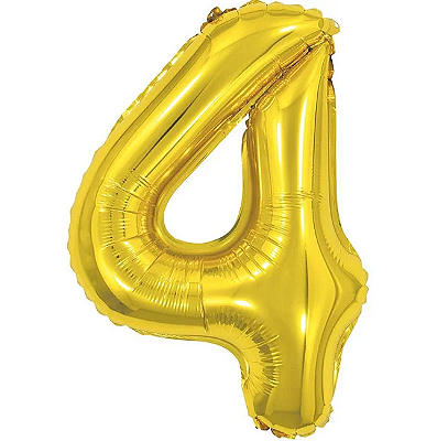 Balão Foil Metalizado Número 4 Dourado 16 Polegadas NÃO FLUTUA