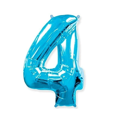 Balão Foil Metalizado Número 4 Azul Claro 16 Polegadas NÃO FLUTUA