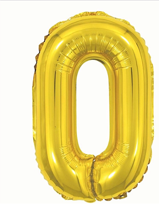 Balão Foil Metalizado Número 0 Dourado 16 Polegadas NÃO FLUTUA