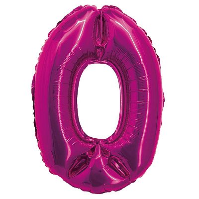 Balão Foil Metalizado Número 0 Pink 16 Polegadas NÃO FLUTUA