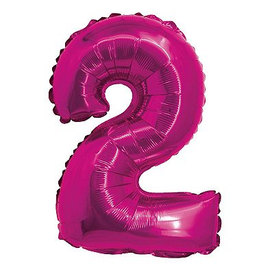 Balão Foil Metalizado Número 2 Pink 16 Polegadas NÃO FLUTUA