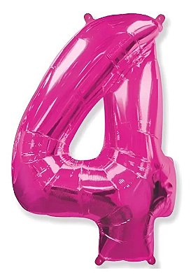 Balão Foil Metalizado Número 4 Pink 16 Polegadas NÃO FLUTUA